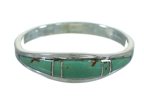 Silver Southwest Turquoise Inlay Jewelry Ring Size 6-3/4 AX80919